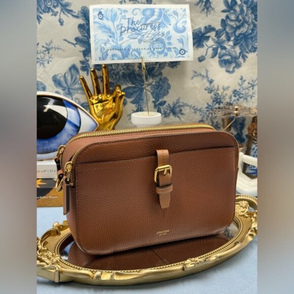 🆕 OROTON 🧿 NWOT Dylan Camera Crossbody Bag, Tan Calfskin Pebble Leather - Picture 16 of 16